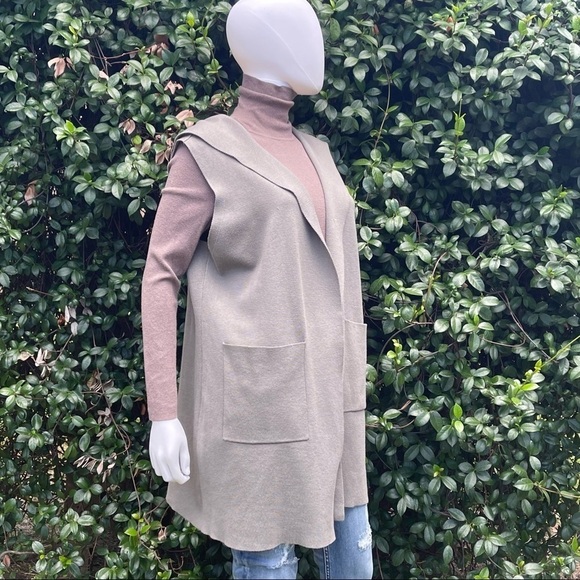 Evolution by Cyrus Light Green Long Loose Hood Open Cardigan - Picture 3 of 13